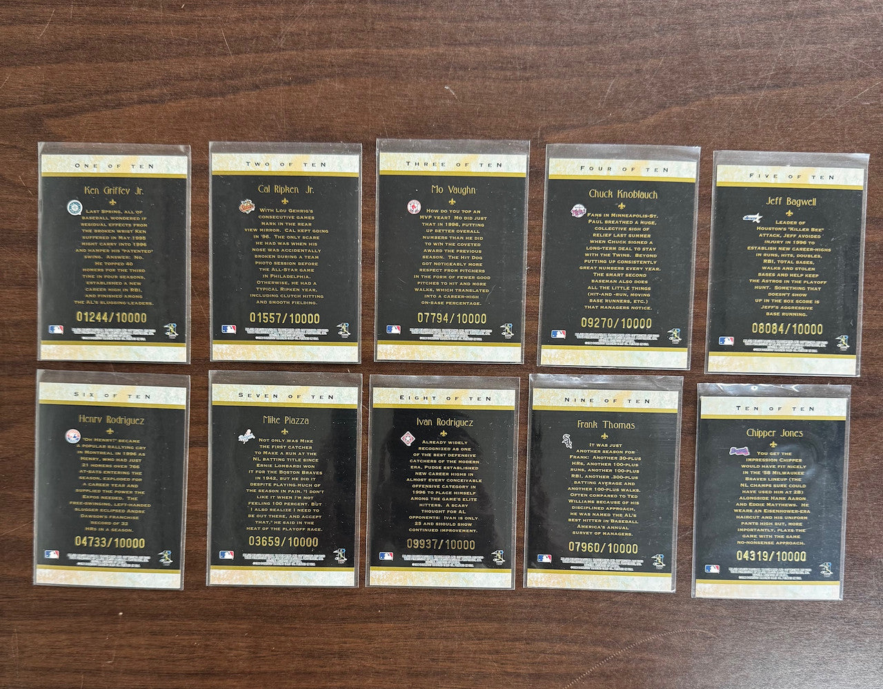 1996 Donruss Diamond Kings Baseball Complete Set (10) /10000