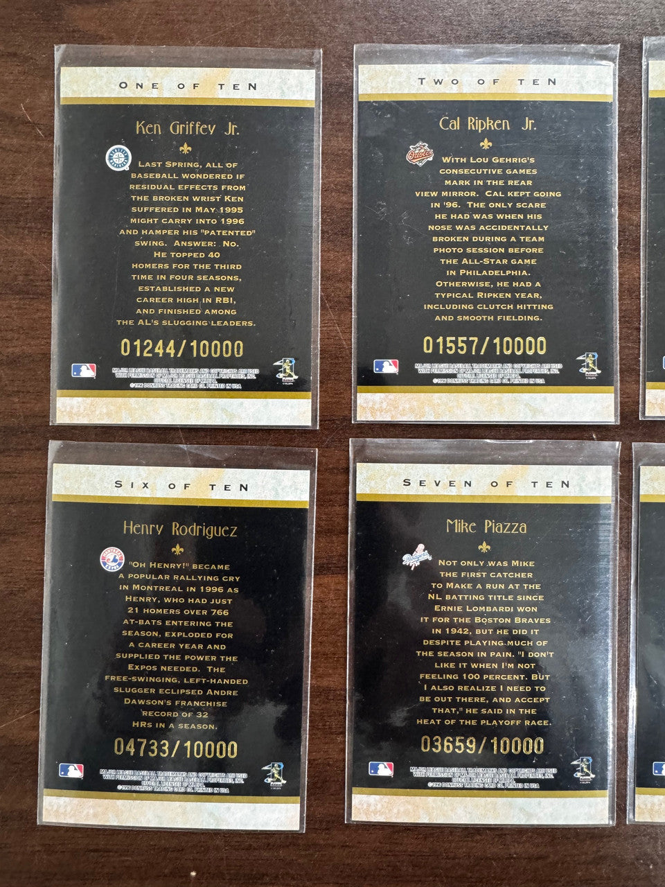 1996 Donruss Diamond Kings Baseball Complete Set (10) /10000
