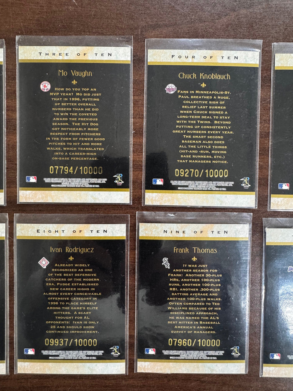 1996 Donruss Diamond Kings Baseball Complete Set (10) /10000