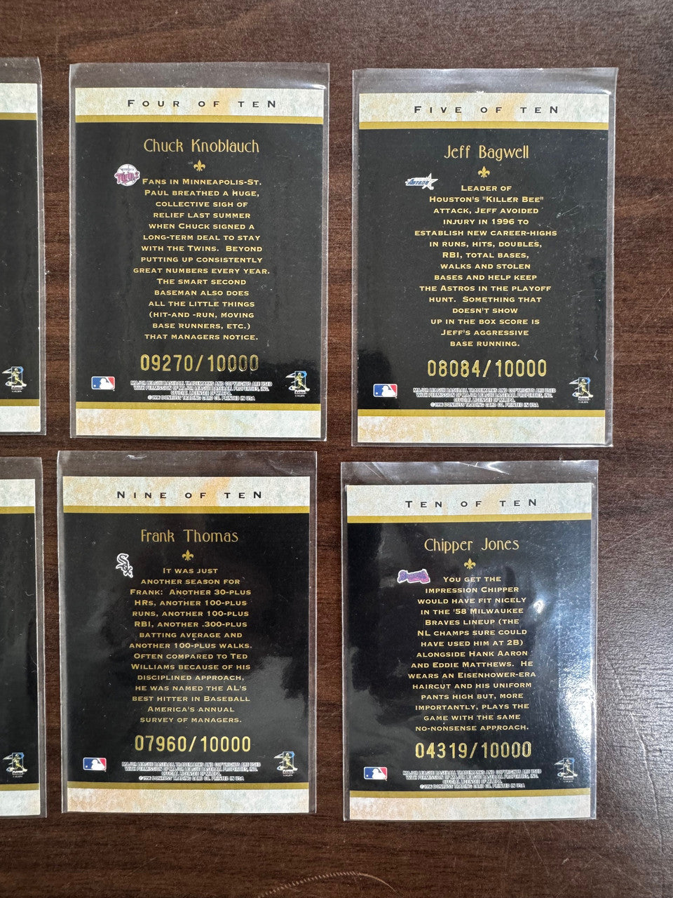 1996 Donruss Diamond Kings Baseball Complete Set (10) /10000