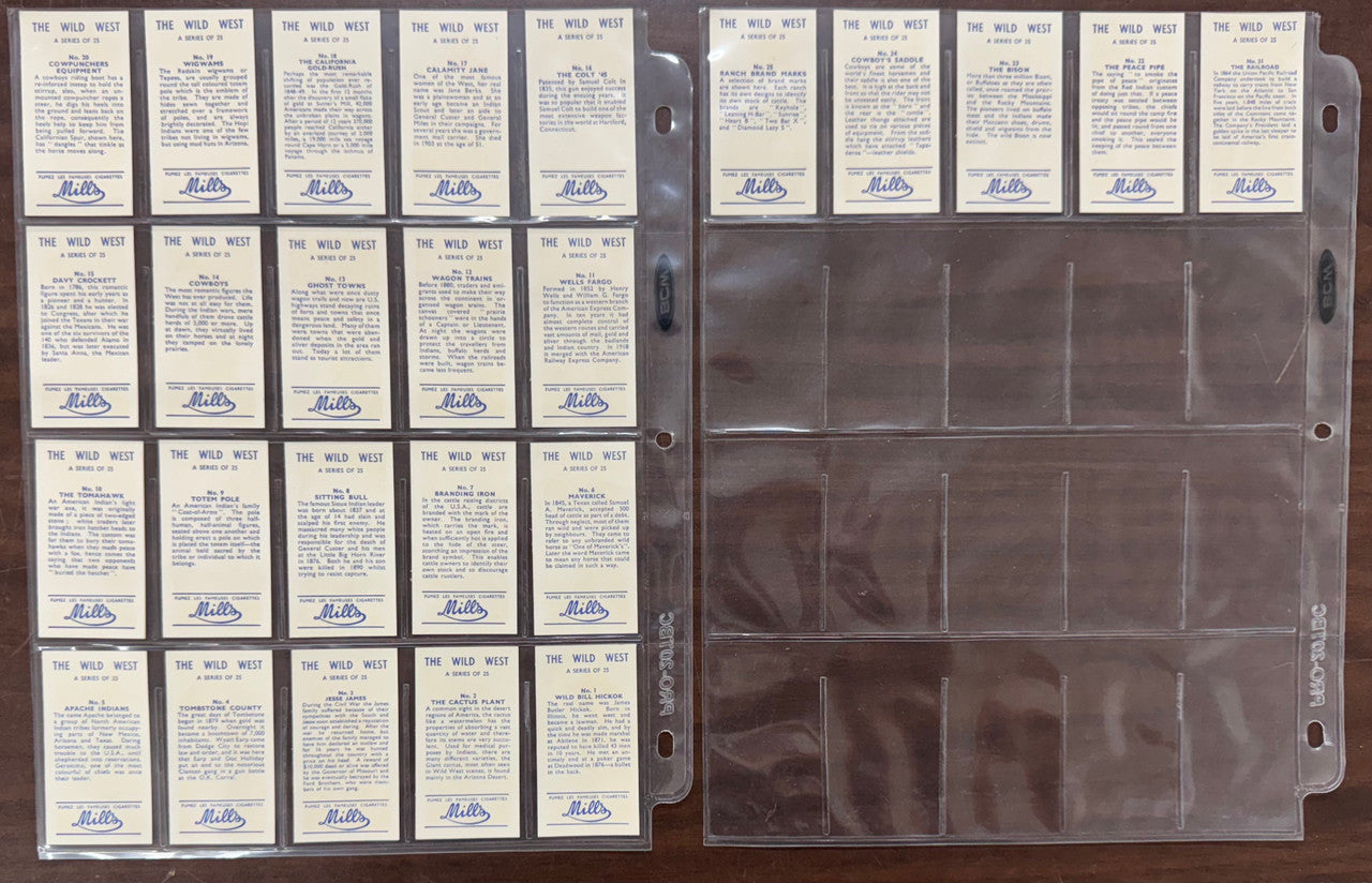 1960 Mills The Wild West Complete Tobacco Card Set (25) NM