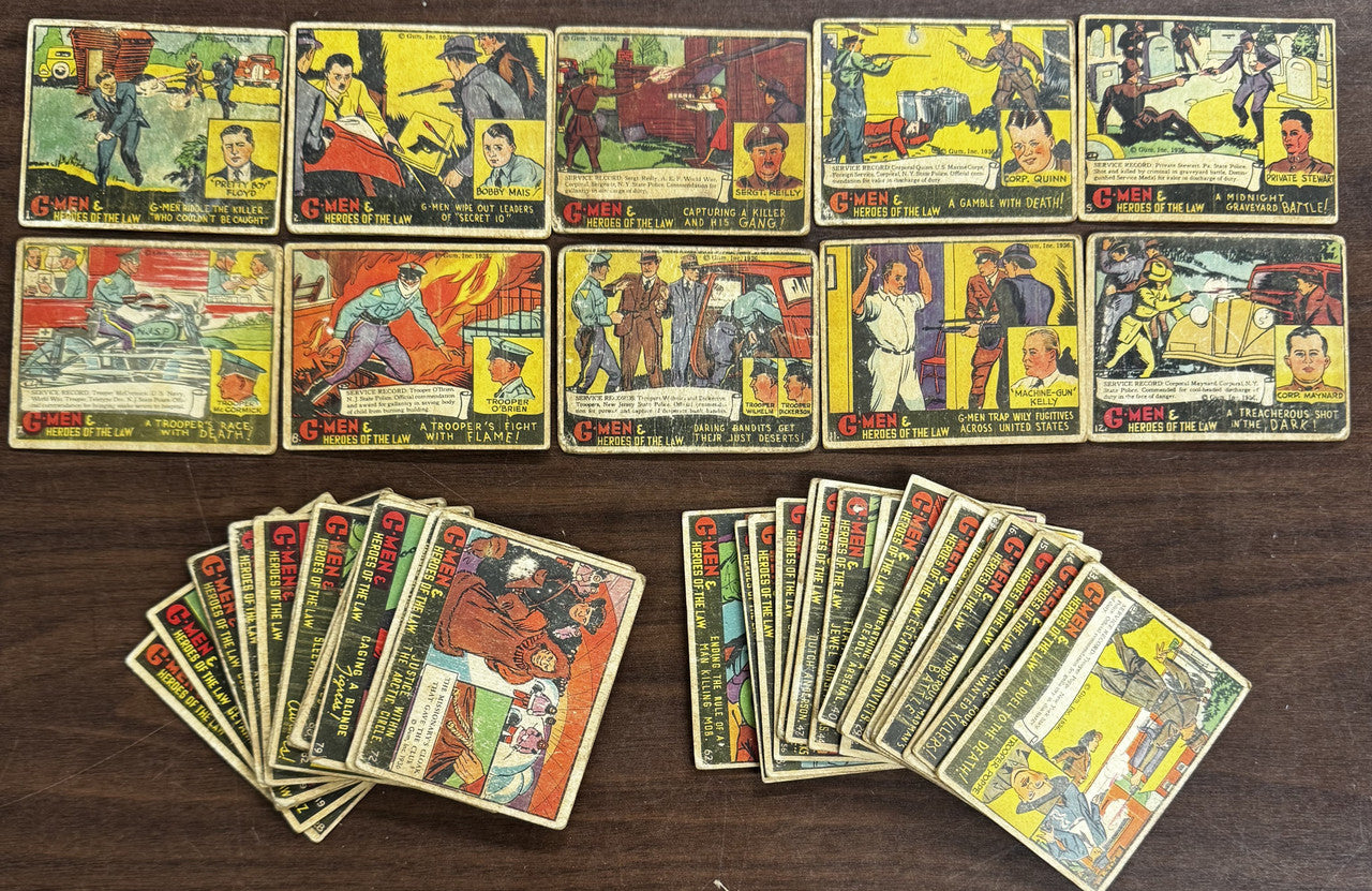 1936 Gum Inc G-Men & Heroes of the Law Partial Set of 50 Low Grade