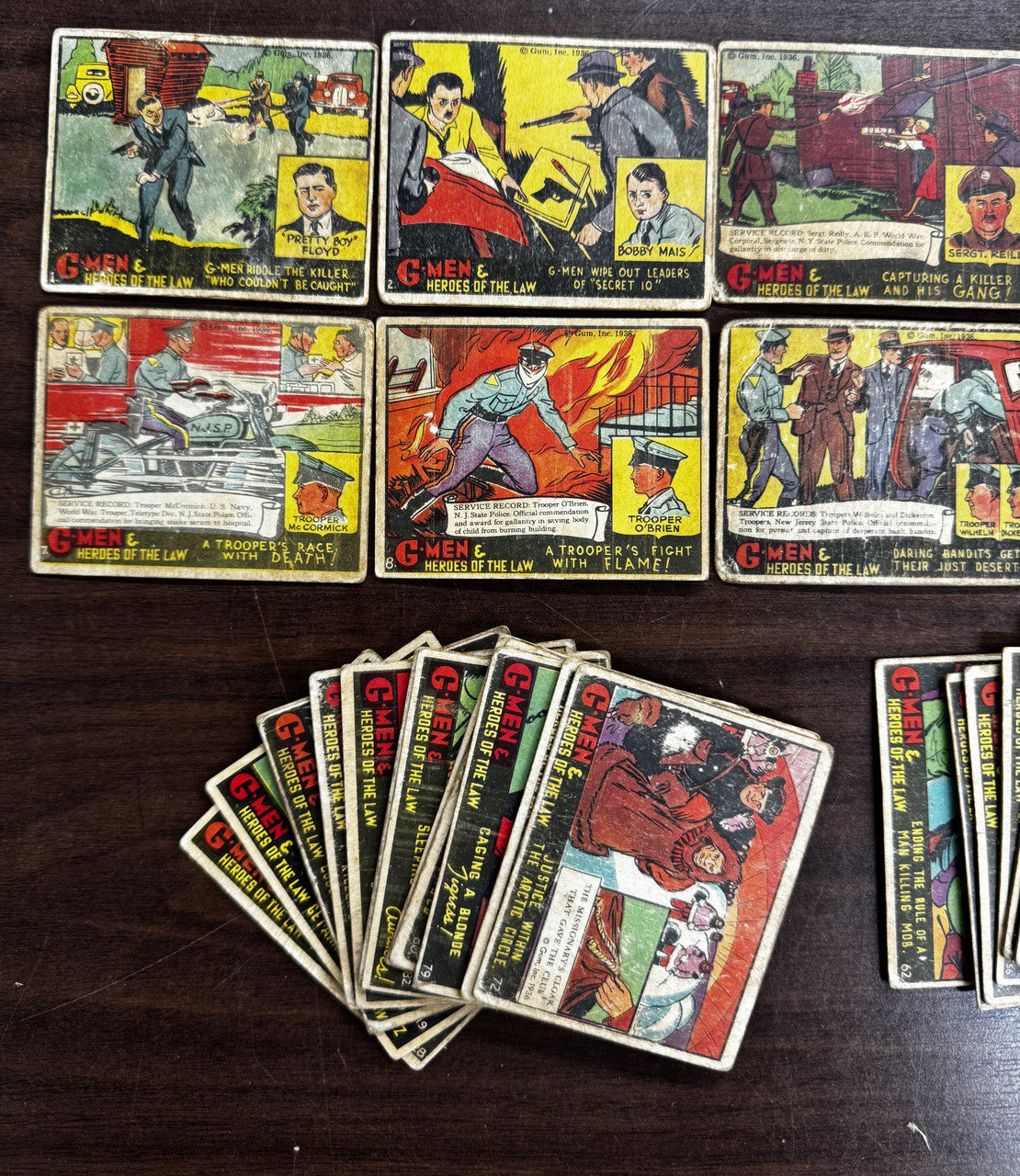 1936 Gum Inc G-Men & Heroes of the Law Partial Set of 50 Low Grade