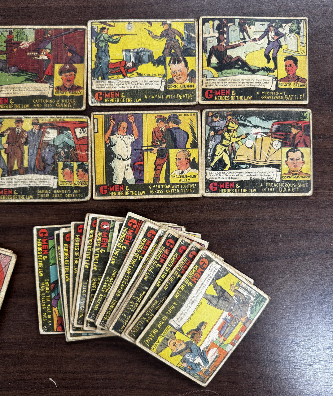 1936 Gum Inc G-Men & Heroes of the Law Partial Set of 50 Low Grade