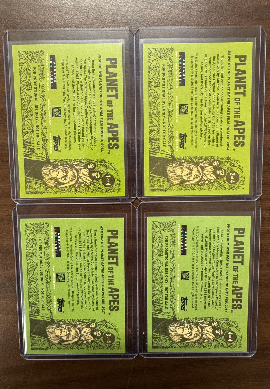 2017 Topps Planet of the Apes Complete Bonus Promo Card Set (4) NM