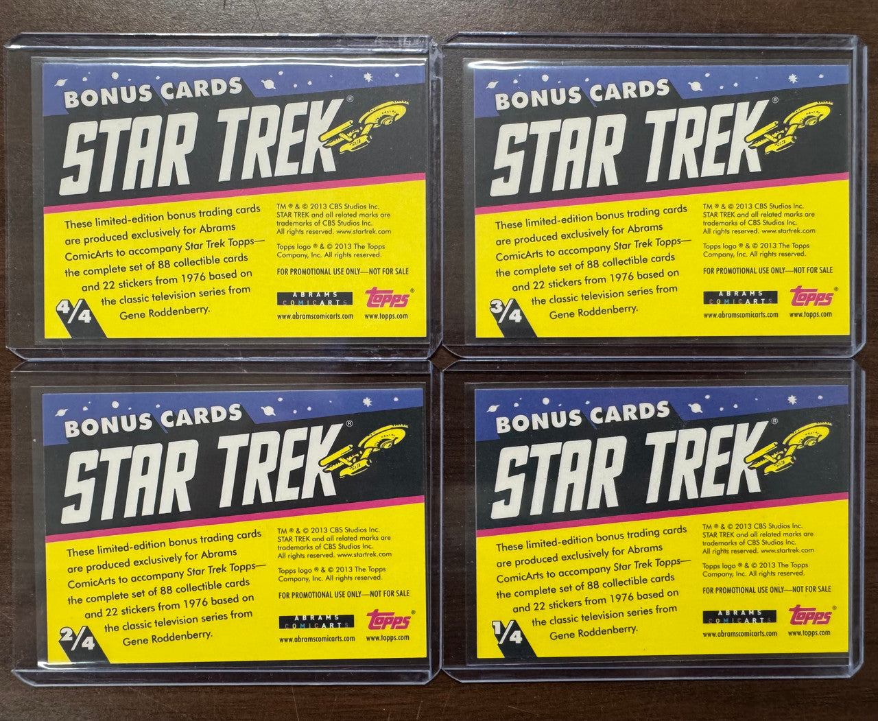 2013 Topps Star Trek Complete Promo Bonus Card Set (4) NM