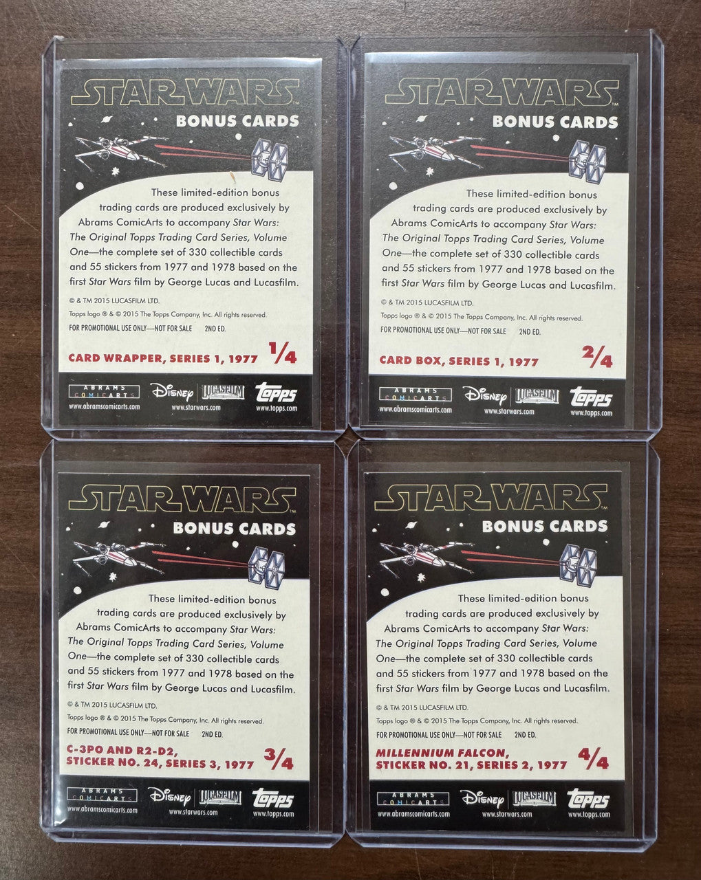 2015 Topps Star Wars Promo Bonus Card Set (4) NM