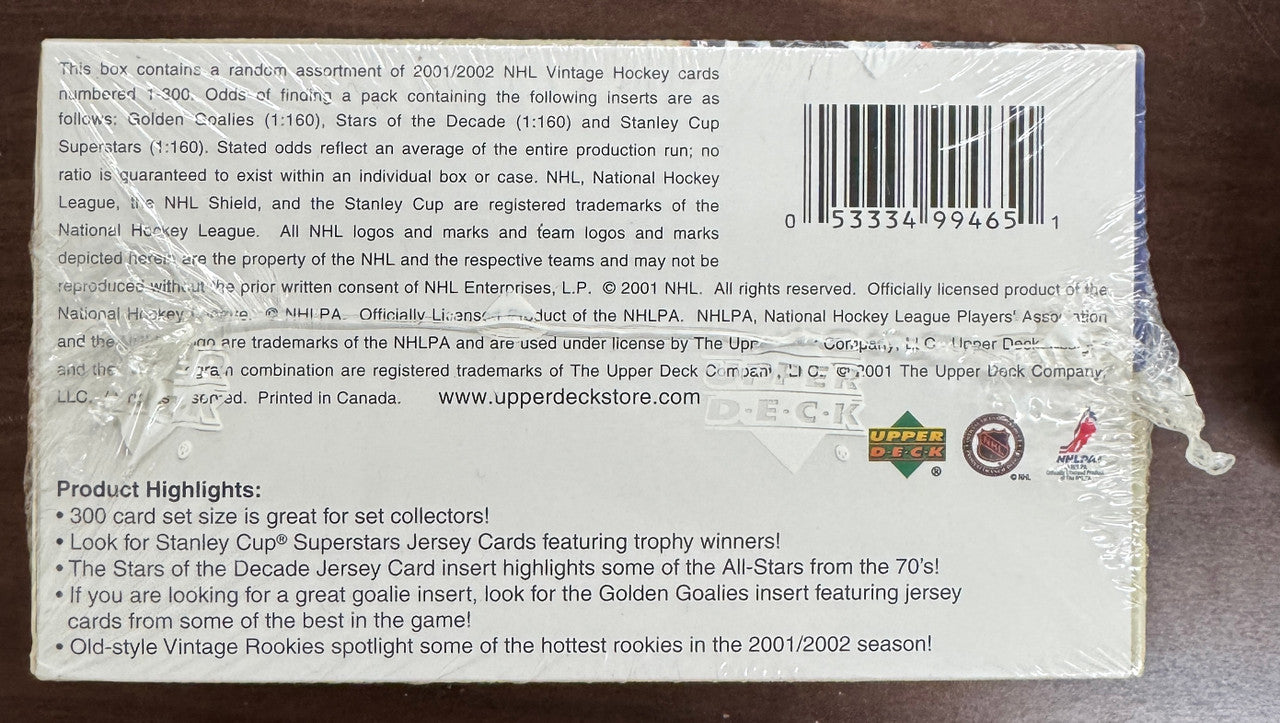 2001/02 Upper Deck NHL Vintage Hockey 24 Pack Box Factory Sealed
