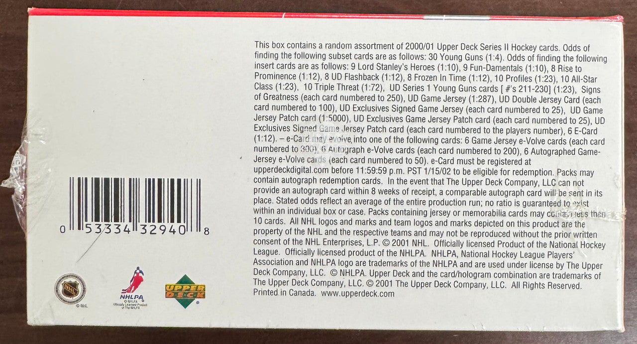 2000/01 Upper Deck Hockey Series II 24 Pack Box Factory Sealed
