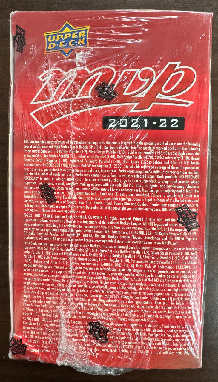 2021/22 Upper Deck MVP Hockey Blaster Box Factory Sealed