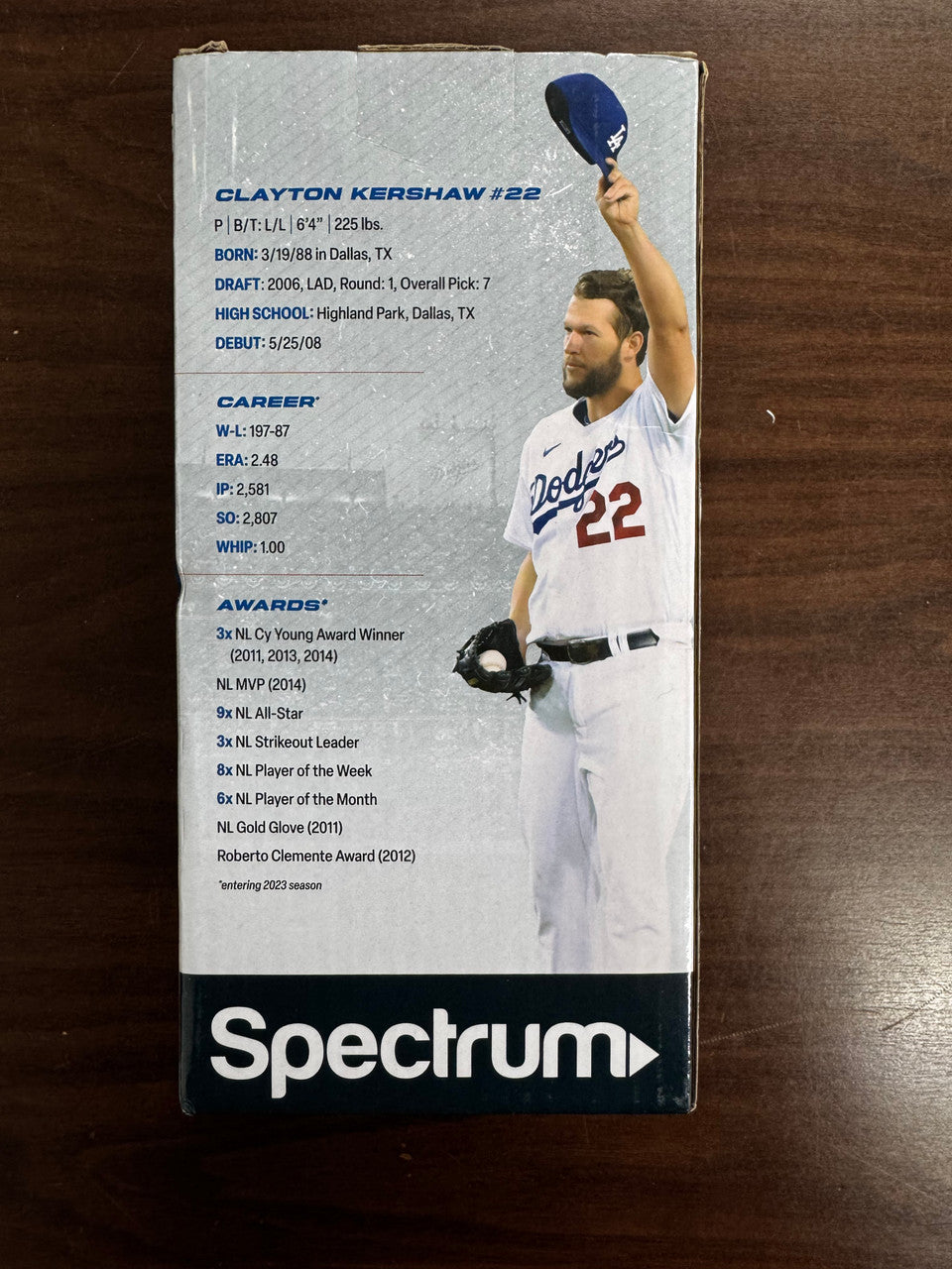 2023 Spectrum Clayton Kershaw Bobblehead New in Box