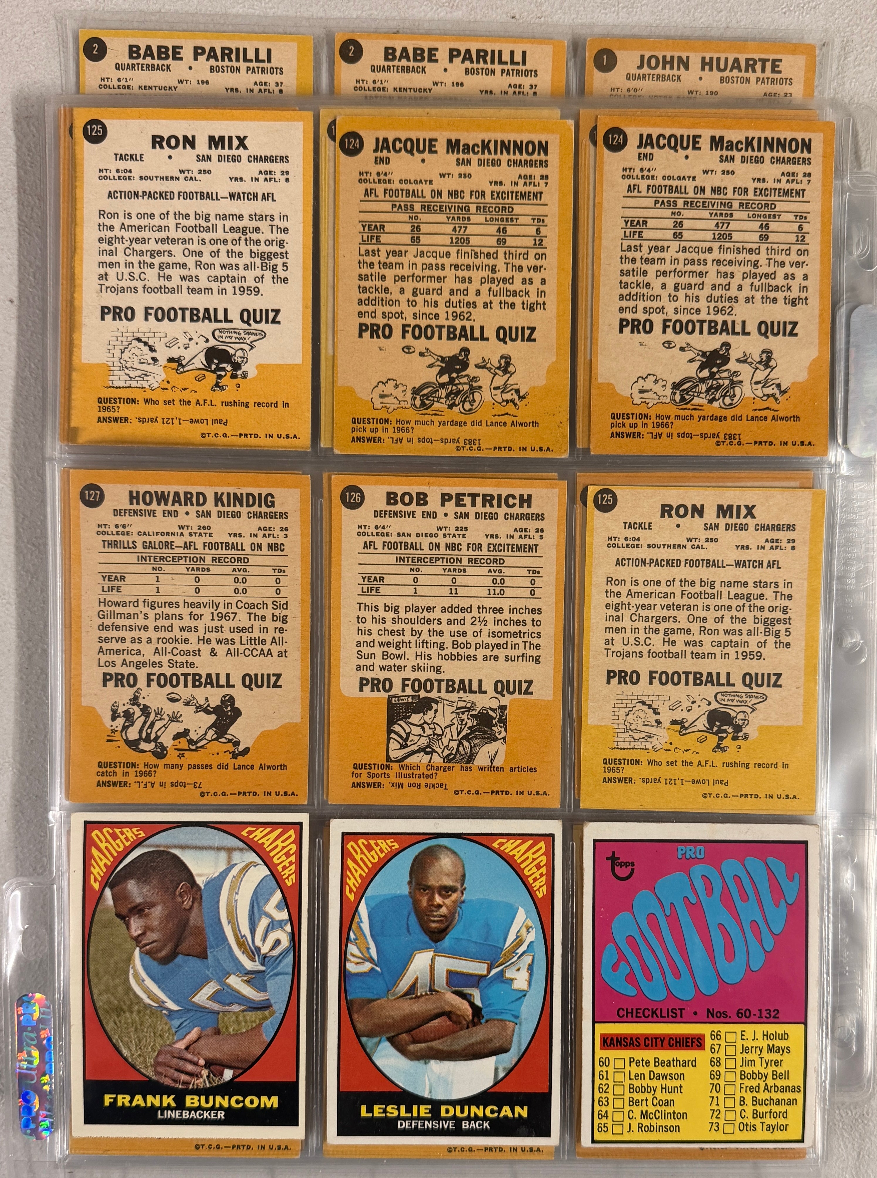 1967 Topps Football Complete Set (132) VG/EX-EX w/ Variations