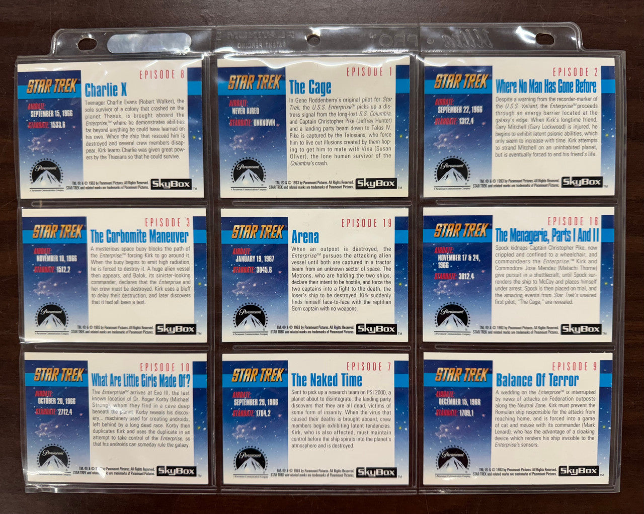 1993 SkyBox Star Trek VHS Collector Card Lot (9) NM