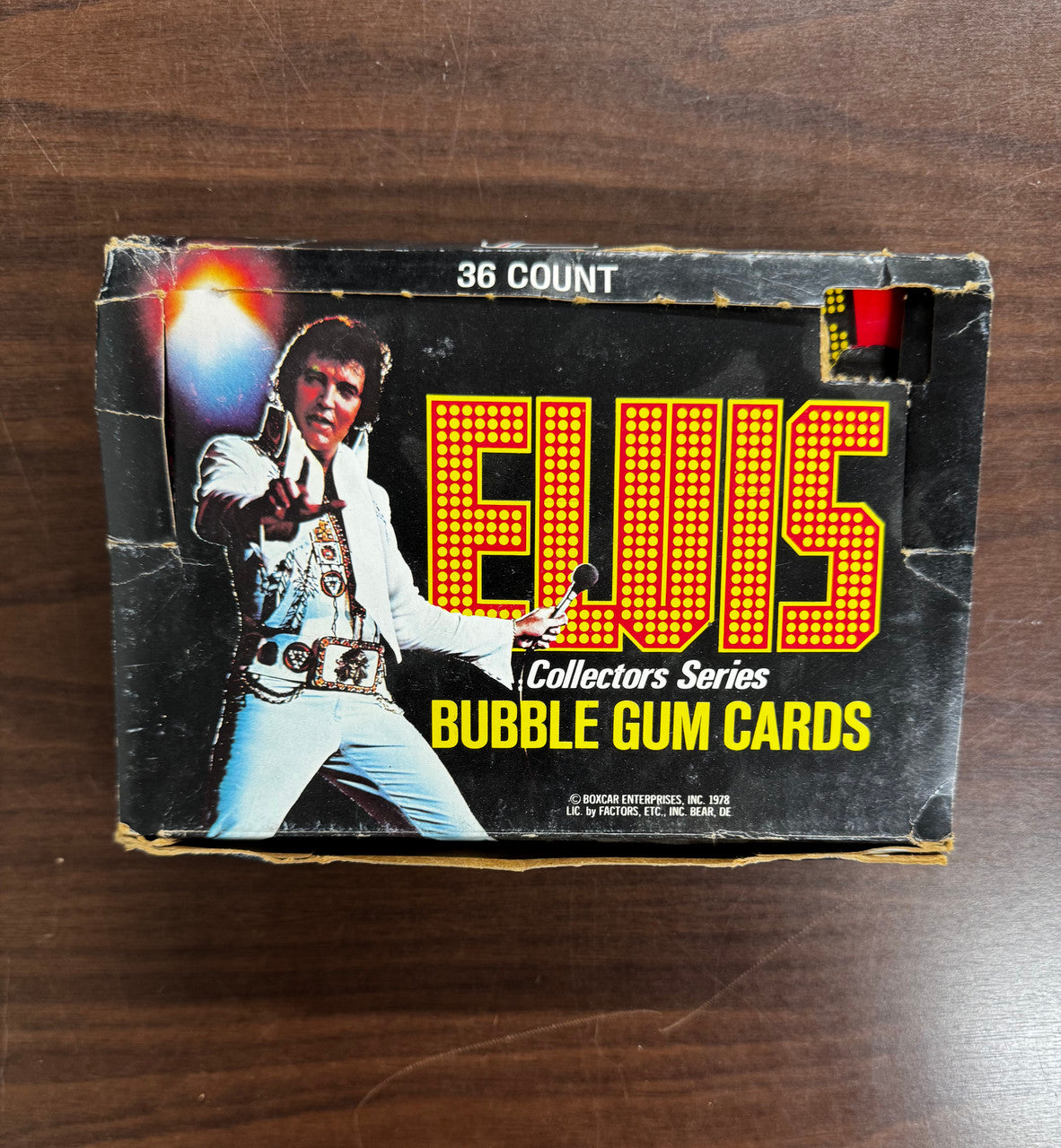 1978 Donruss Elvis Collectors Series Box w/ 27 Sealed Wax Packs + Empty Case