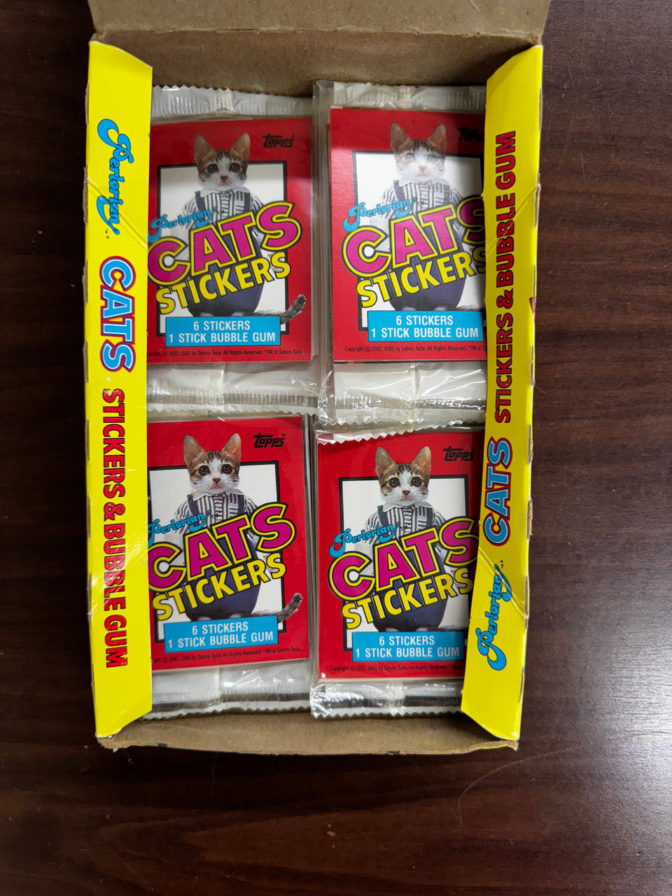 1983 Topps Perlorian Cats Stickers Box w/ 12 Factory Sealed Packs
