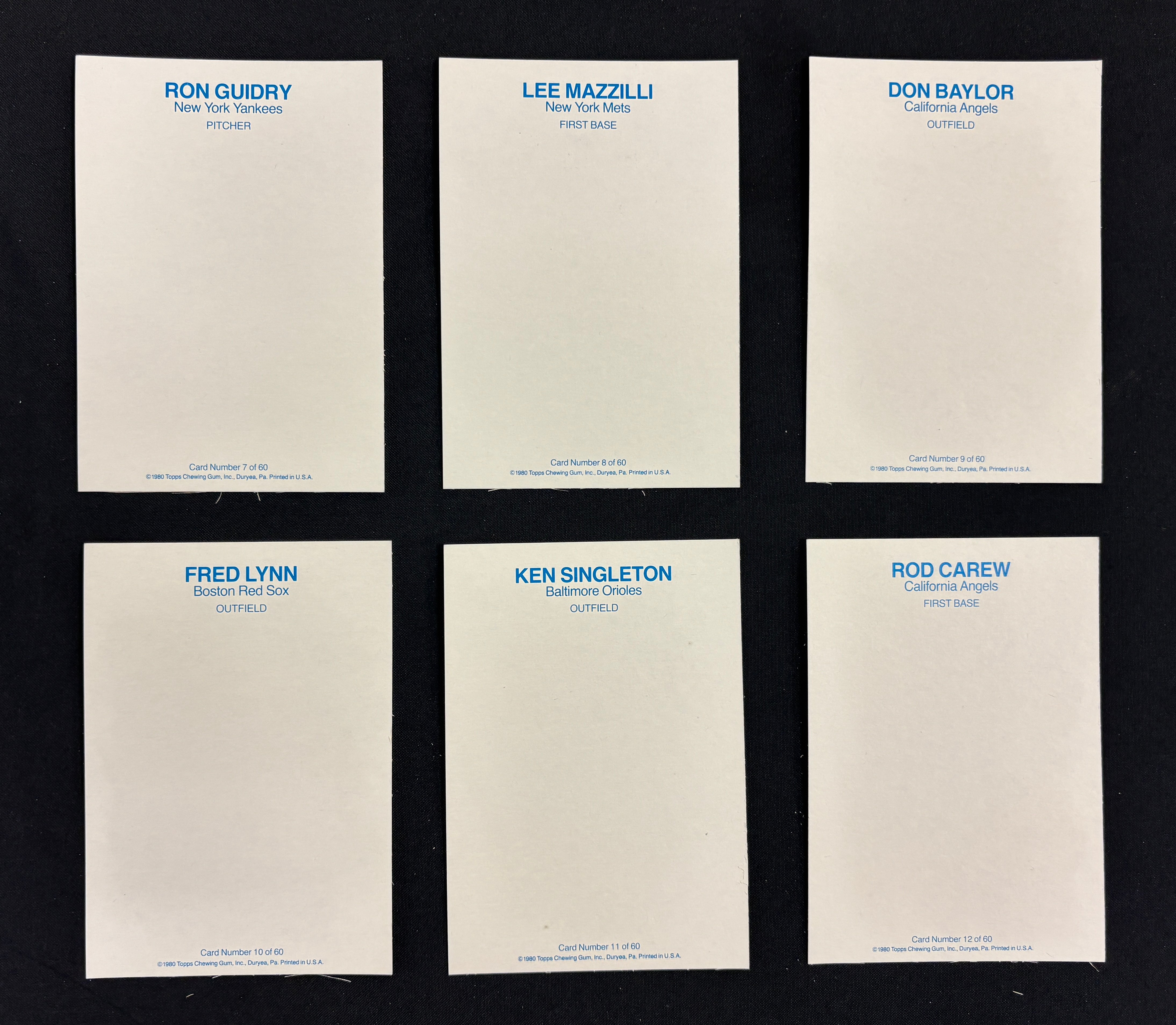 1981 Topps Superstars Baseball Photo Cards White Back Complete Set (60/60)