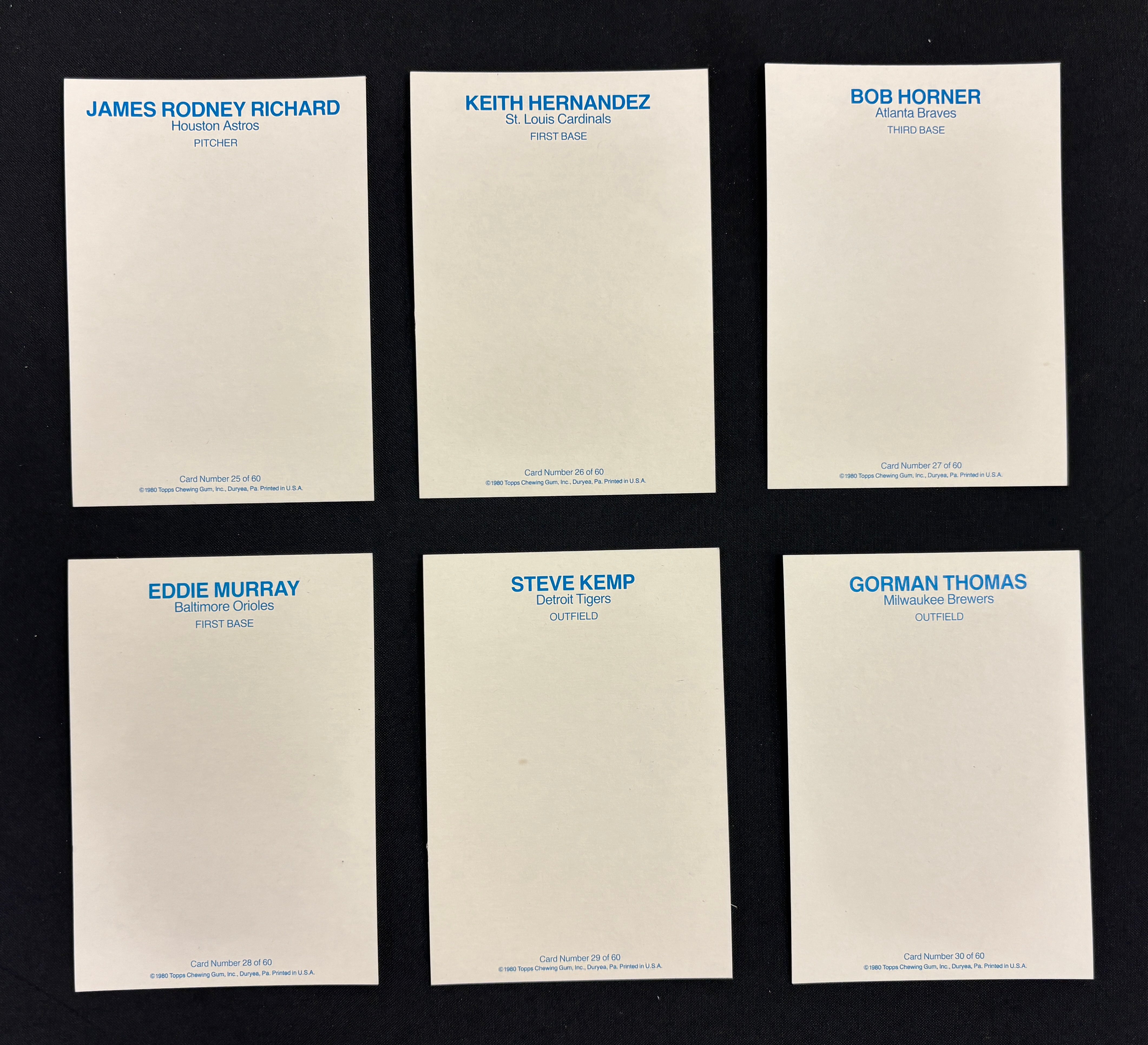 1981 Topps Superstars Baseball Photo Cards White Back Complete Set (60/60)