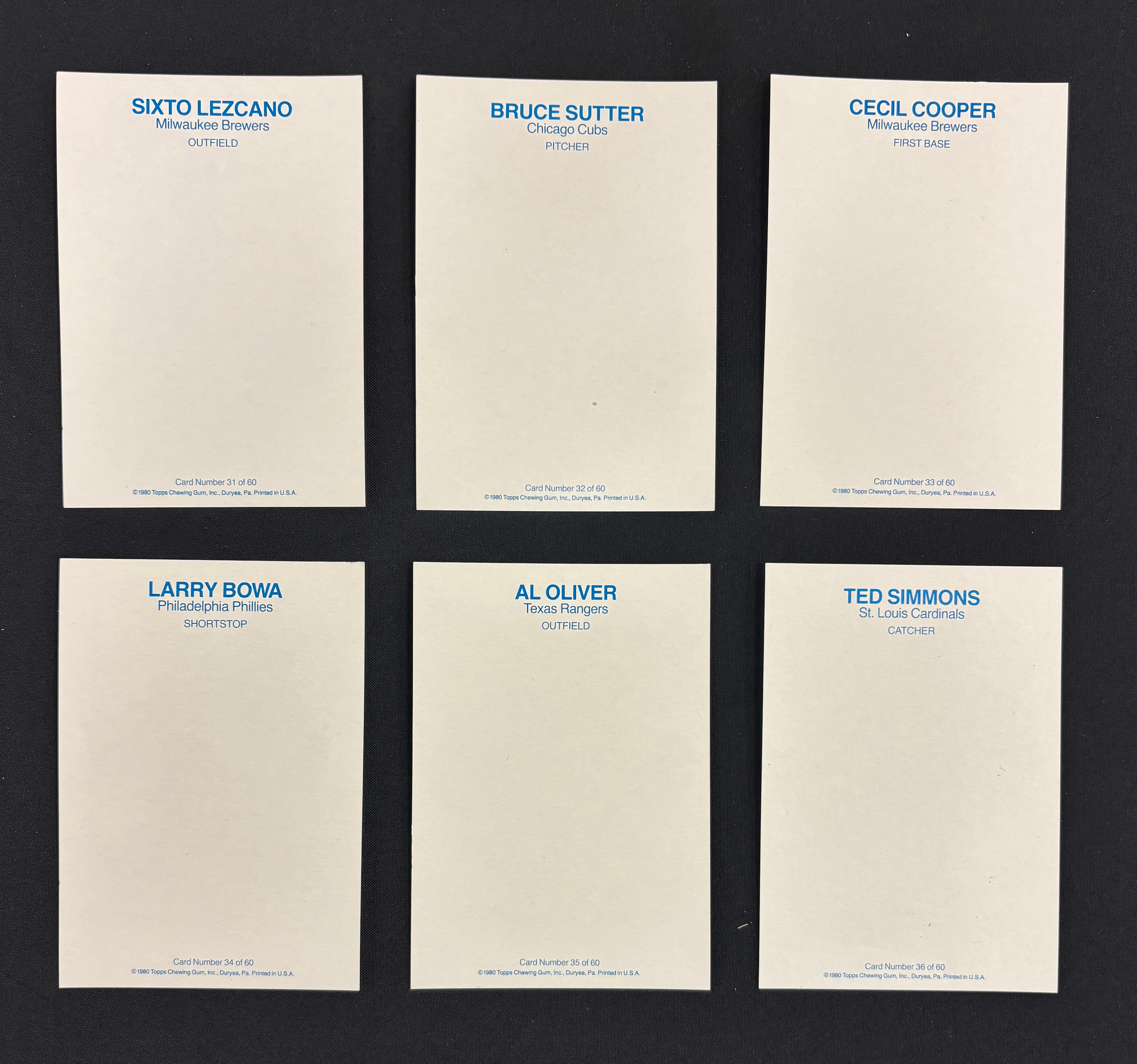 1981 Topps Superstars Baseball Photo Cards White Back Complete Set (60/60)