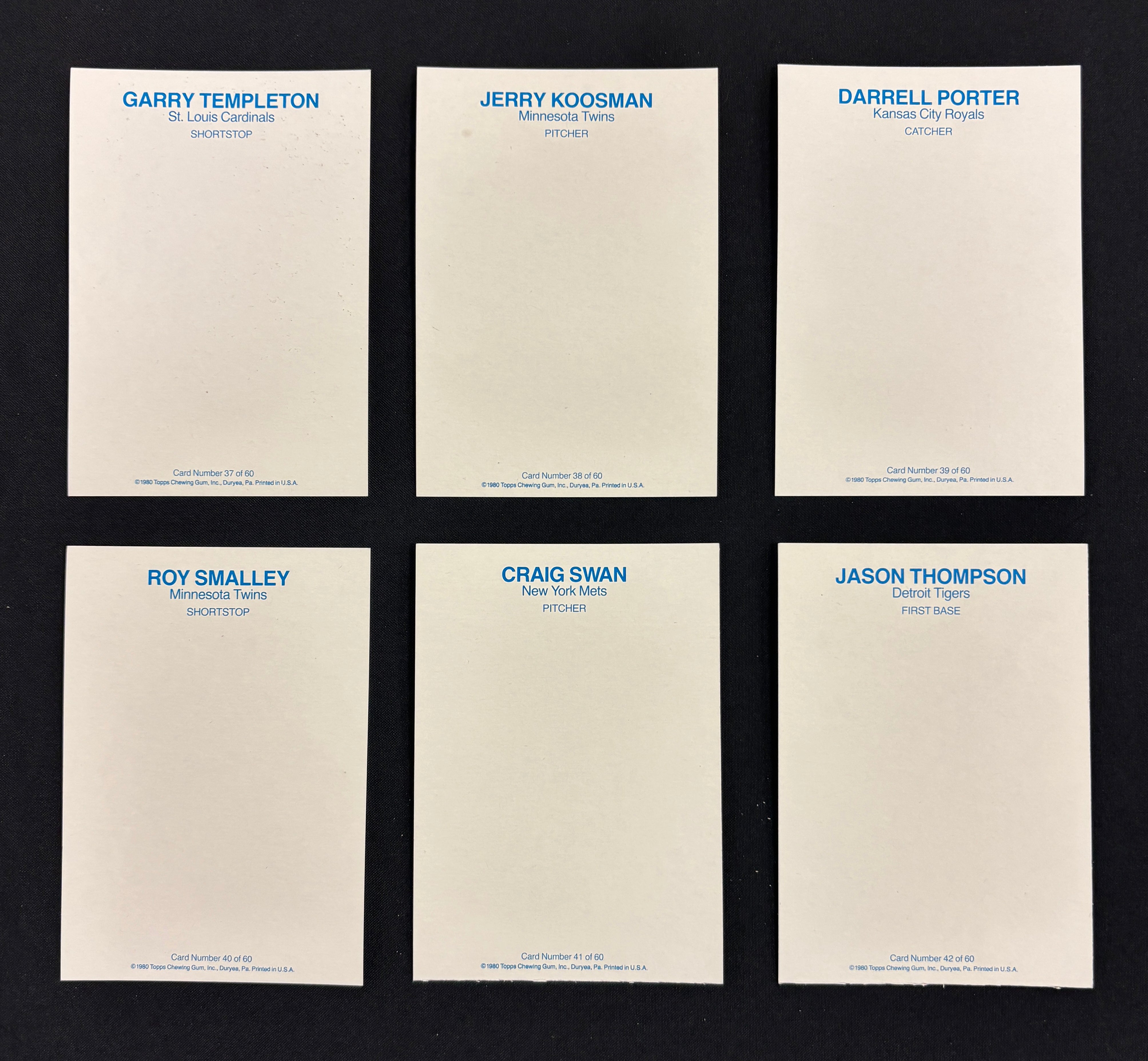 1981 Topps Superstars Baseball Photo Cards White Back Complete Set (60/60)