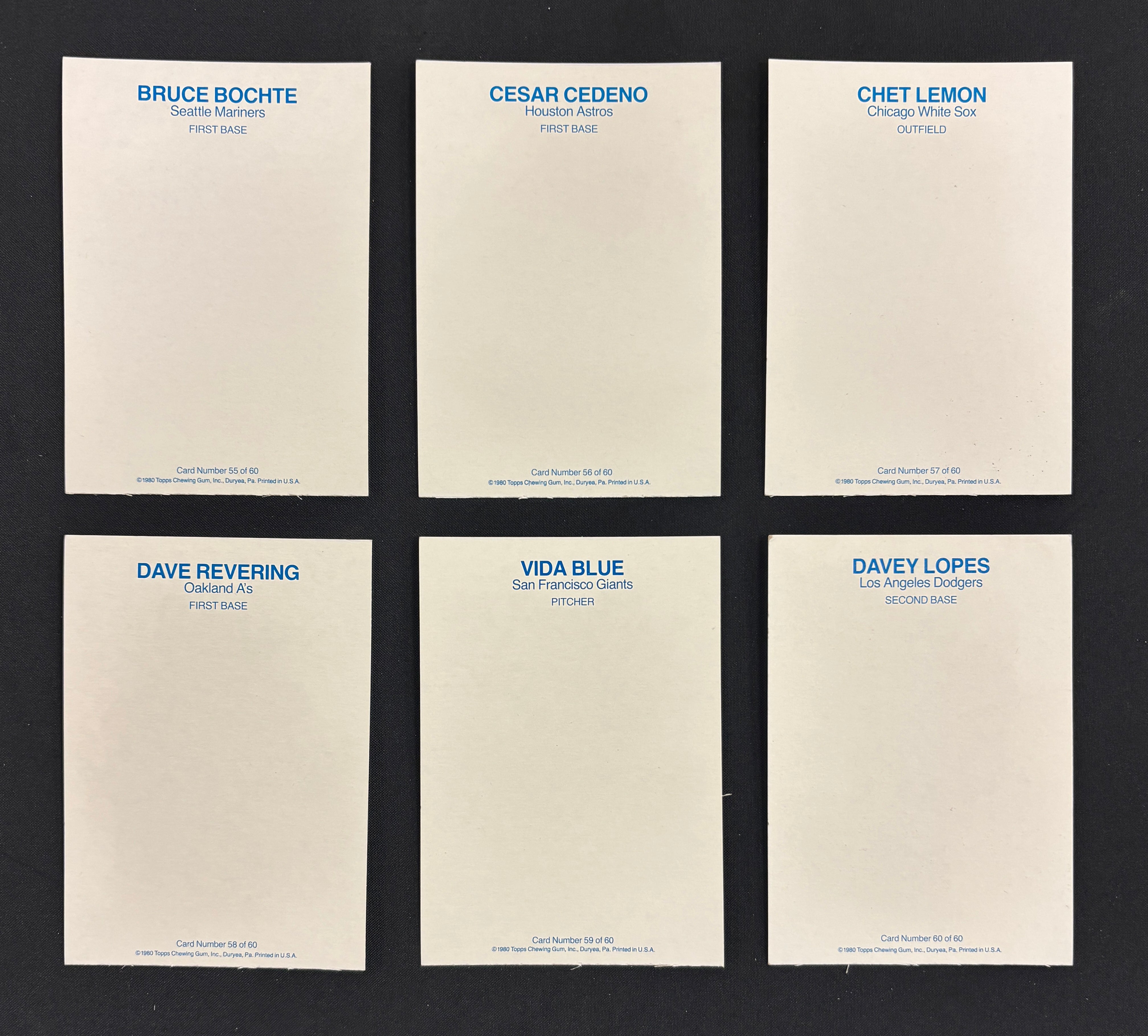 1981 Topps Superstars Baseball Photo Cards White Back Complete Set (60/60)