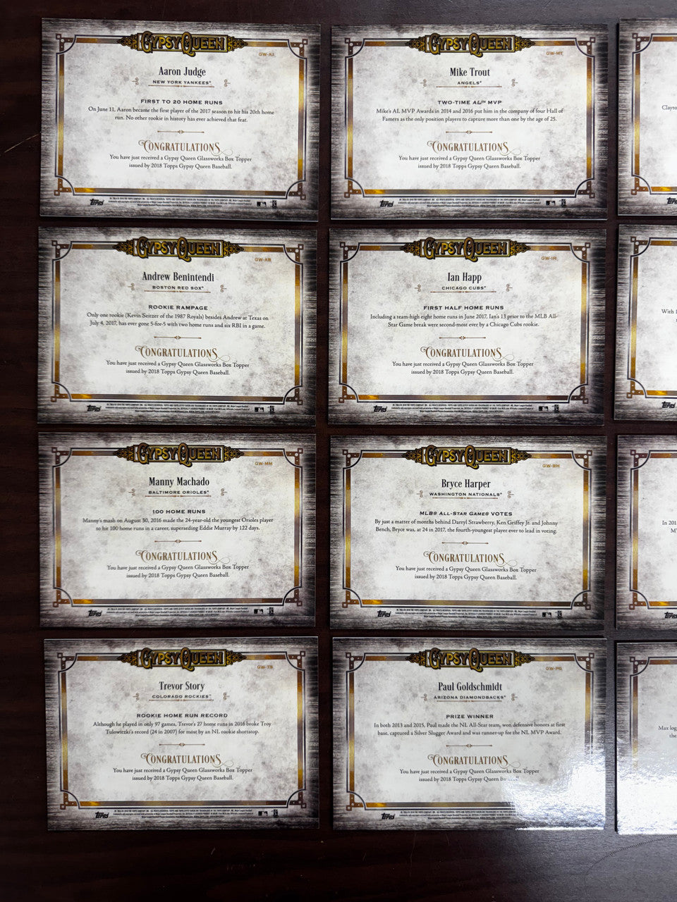 2018 Topps Gypsy Queen GlassWorks Box Topper Near Complete Set 23/25 w/ Judge