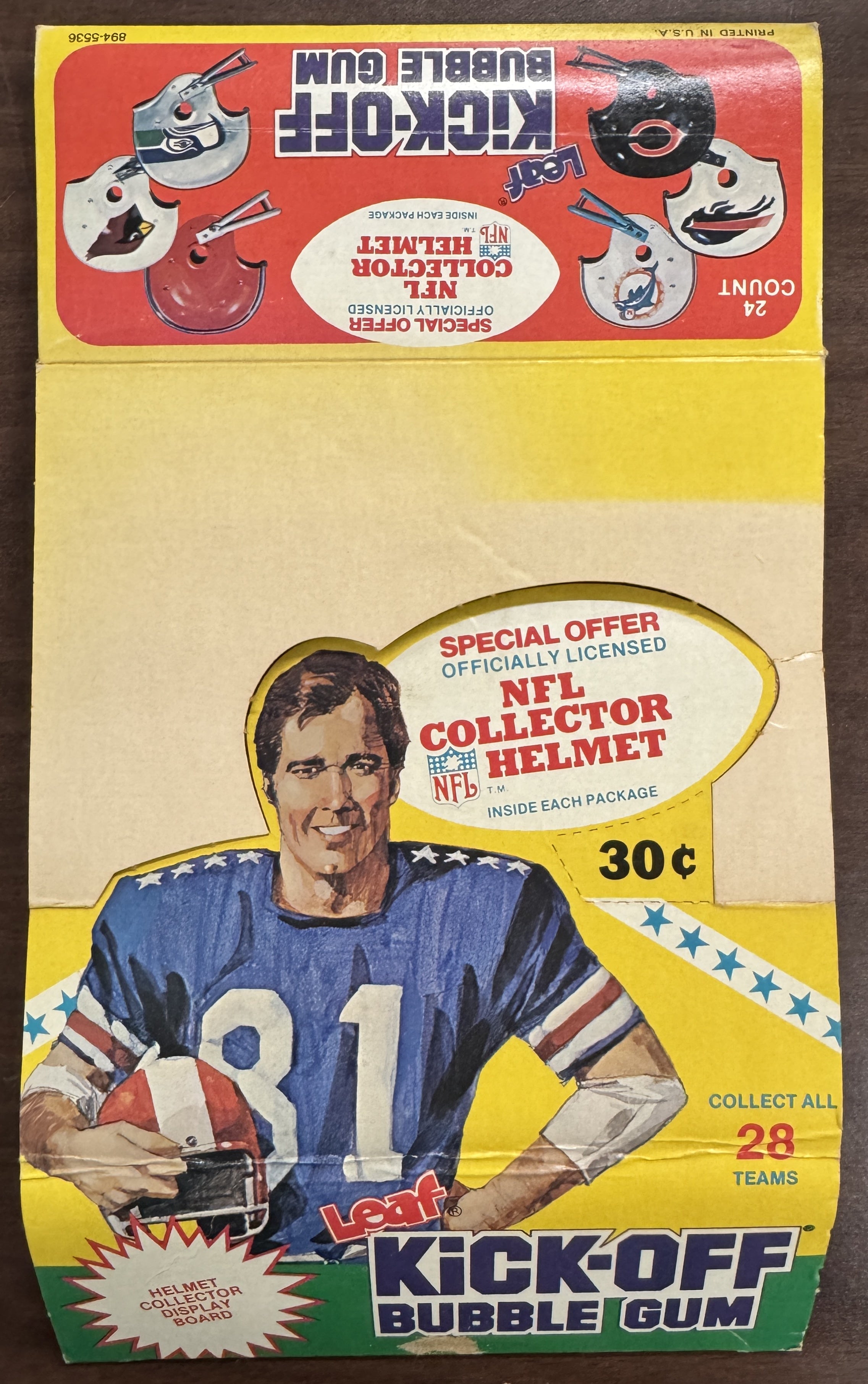 1980 Leaf Kick-Off Football Empty Wax Box