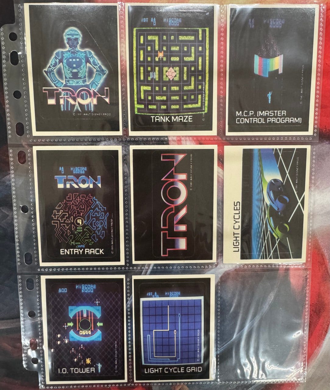 1982 Donruss Disney Tron Complete Sticker Set (8) NM