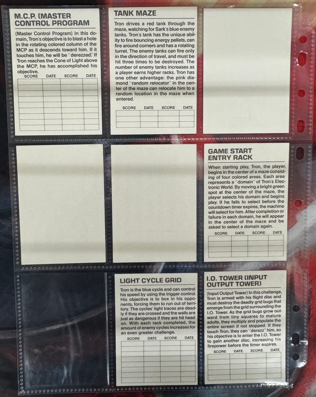 1982 Donruss Disney Tron Complete Sticker Set (8) NM