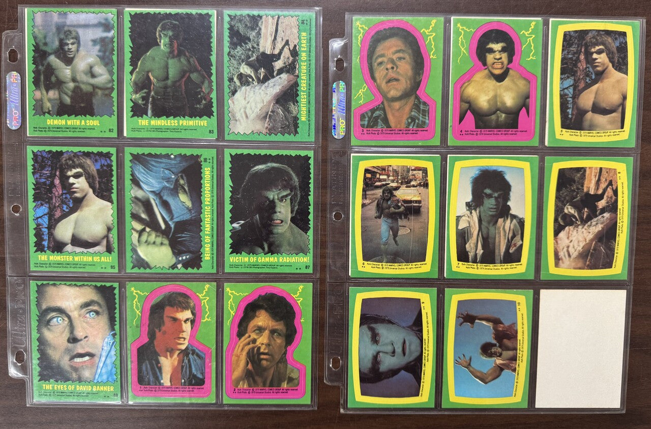 1979 Topps Marvel The Hulk Complete Card Set (88) W/ Stickers (17/22) EX