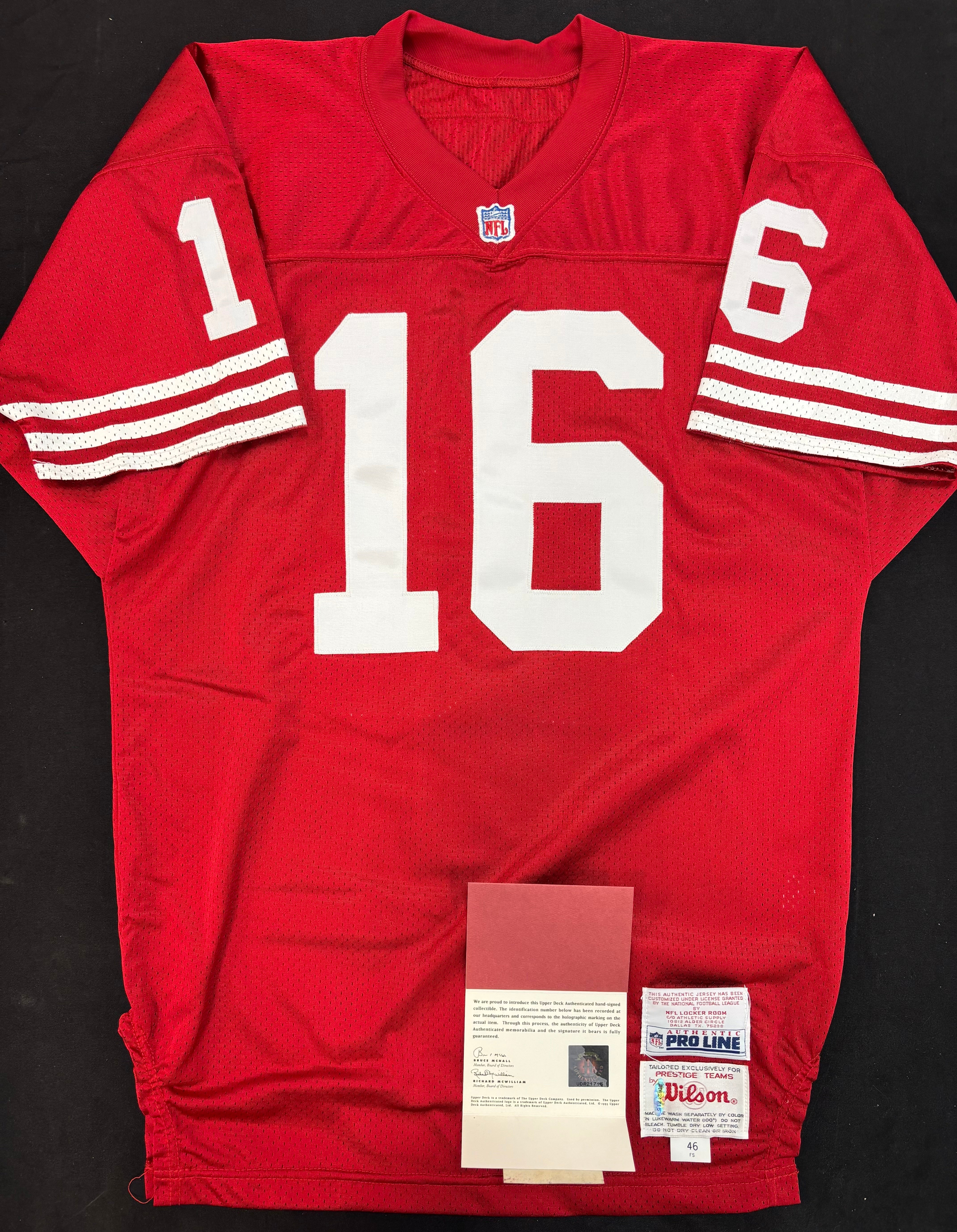 Joe Montana 49ers Signed Autographed Pro Line Wilson Authentic Field Jersey UDA