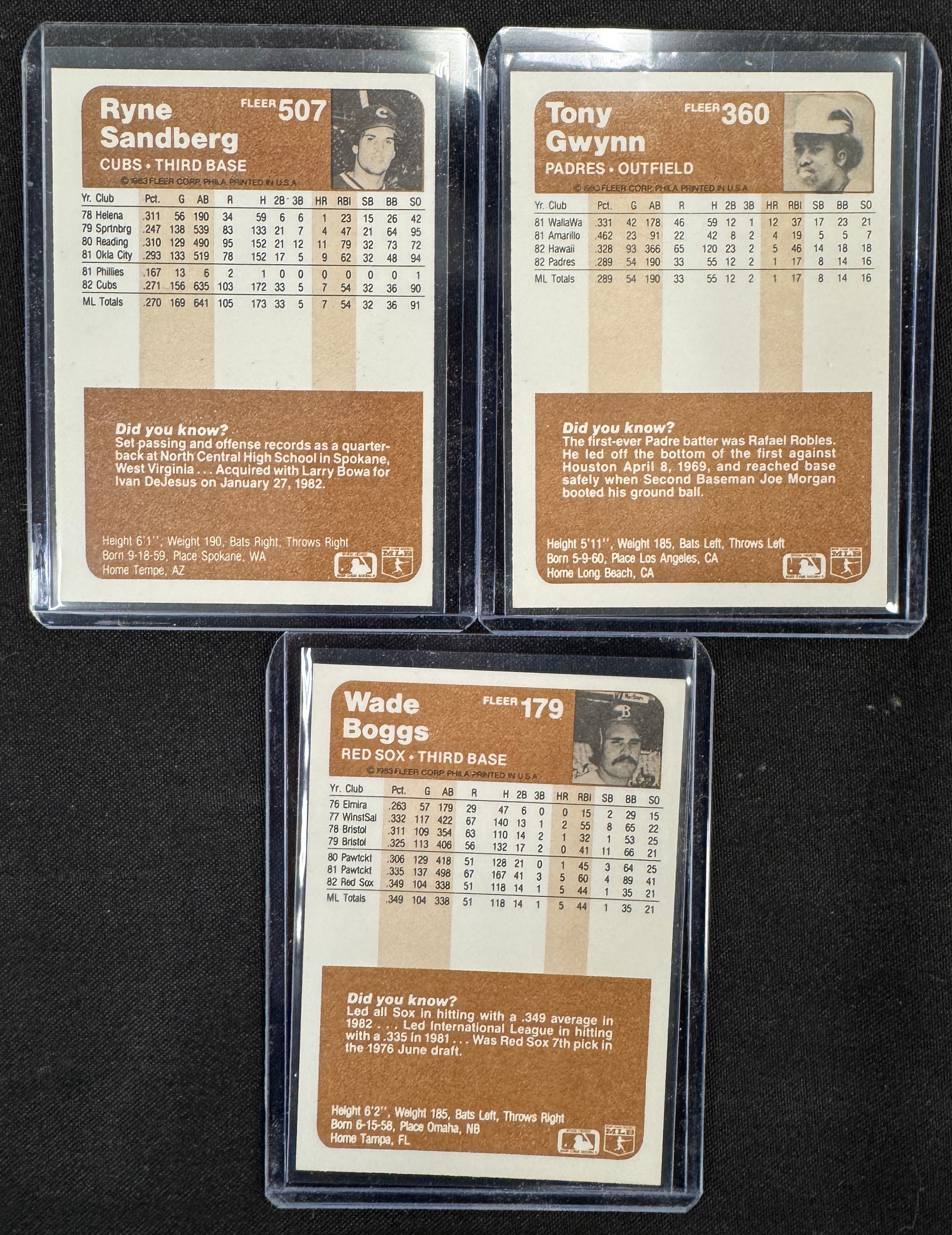 1983 Fleer Baseball Complete Set NM Sandberg Boggs Gwynn RC