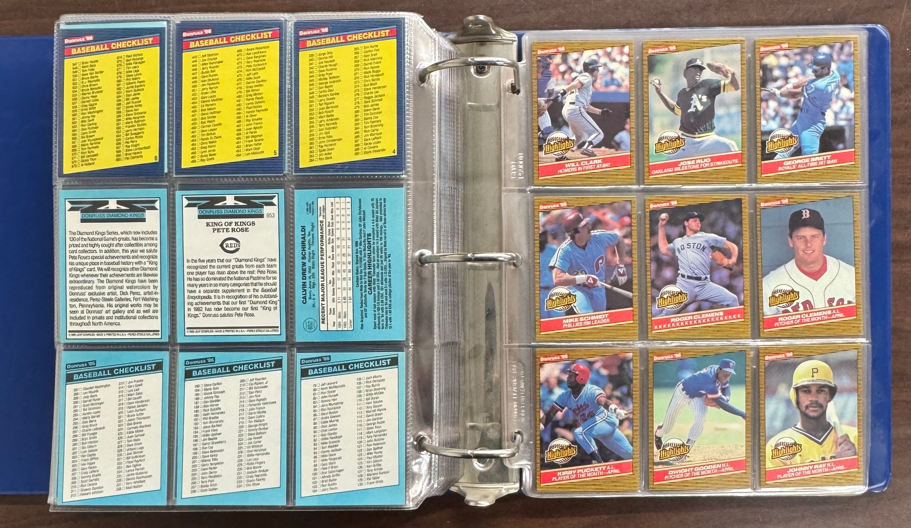 1986 Donruss Baseball Set +Highlights in Binder NM