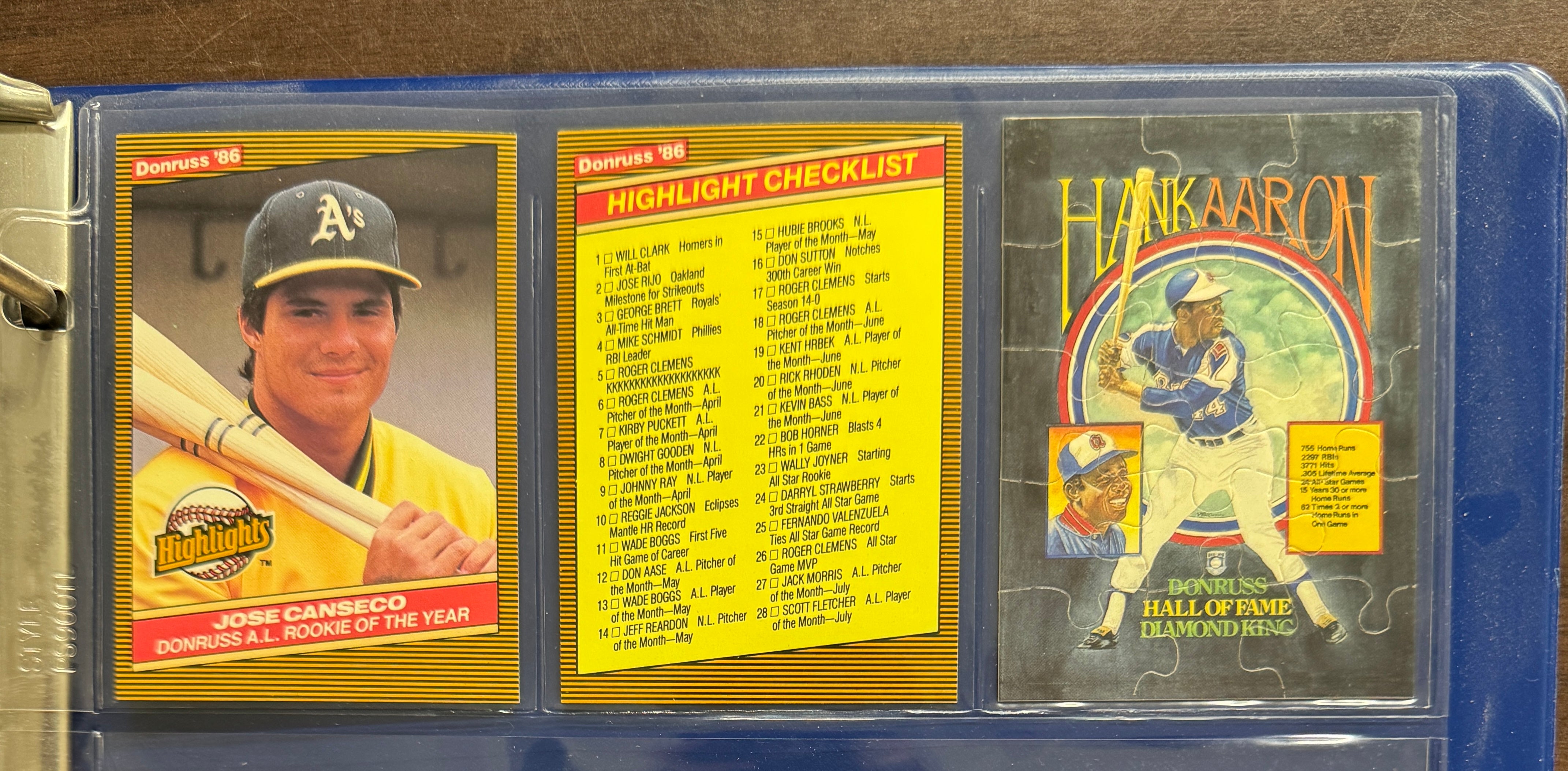 1986 Donruss Baseball Set +Highlights in Binder NM