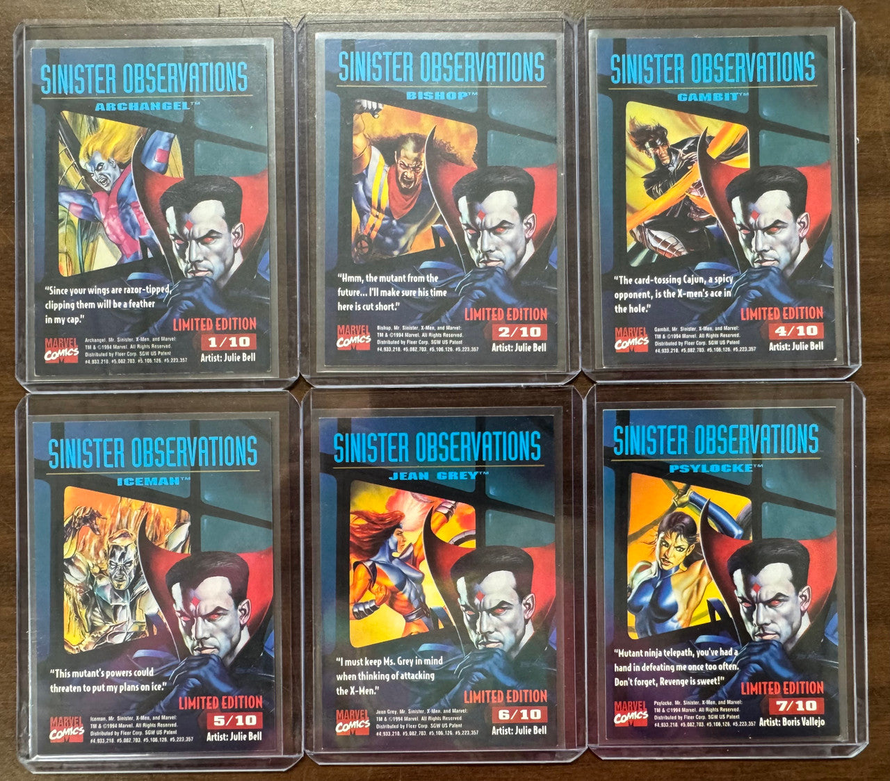 1995 Fleer Ultra X-Men Sinister Observations Insert Partial Set (6/10) NM