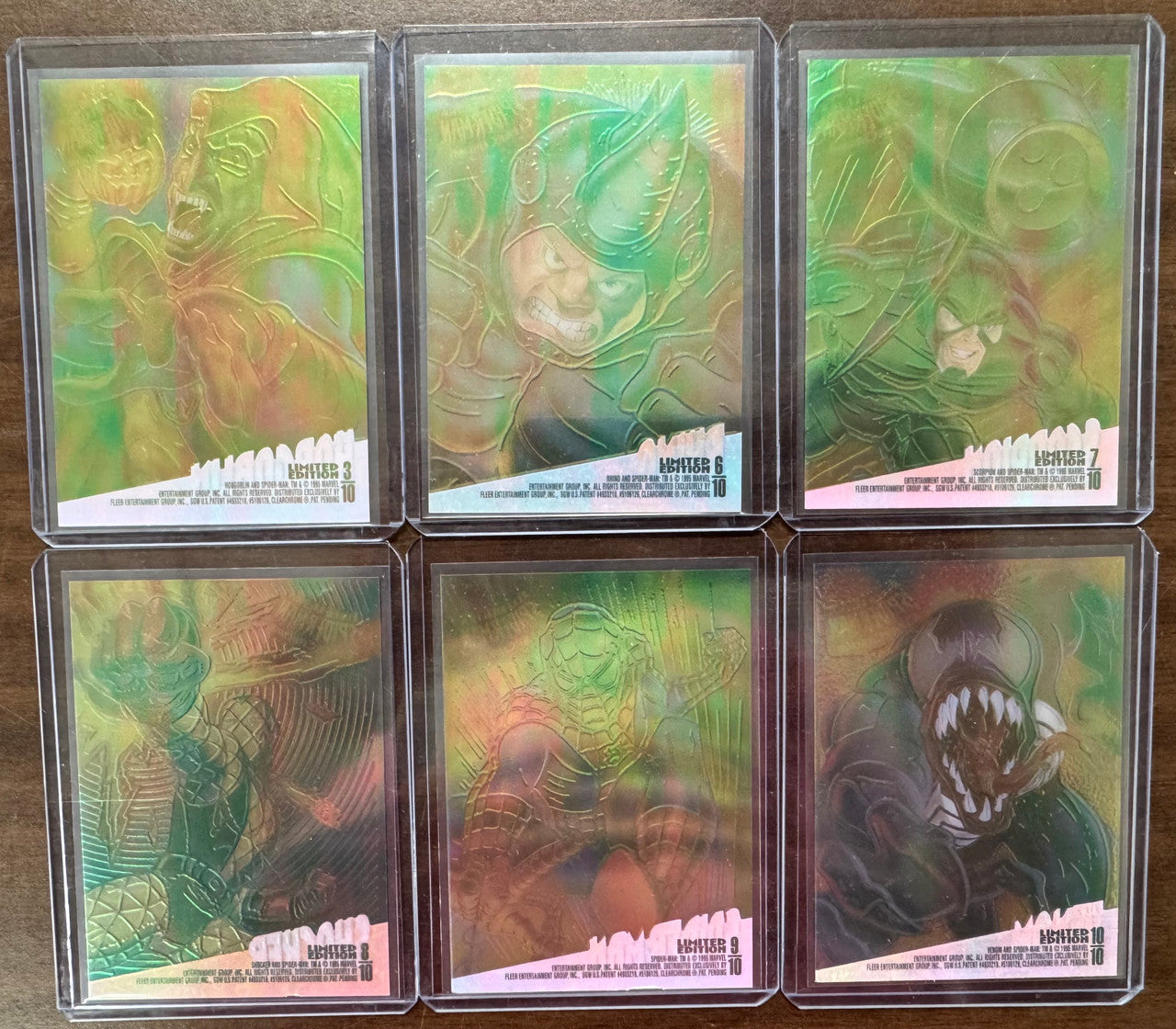 1995 Fleer Ultra Spider-Man ClearChrome Insert Partial Set (6/10) EX