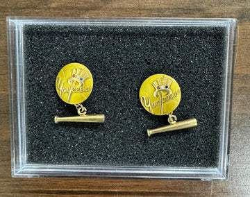 1950 New York Yankees World Series Champions 10K Gold Cuff Links w/ Jewels