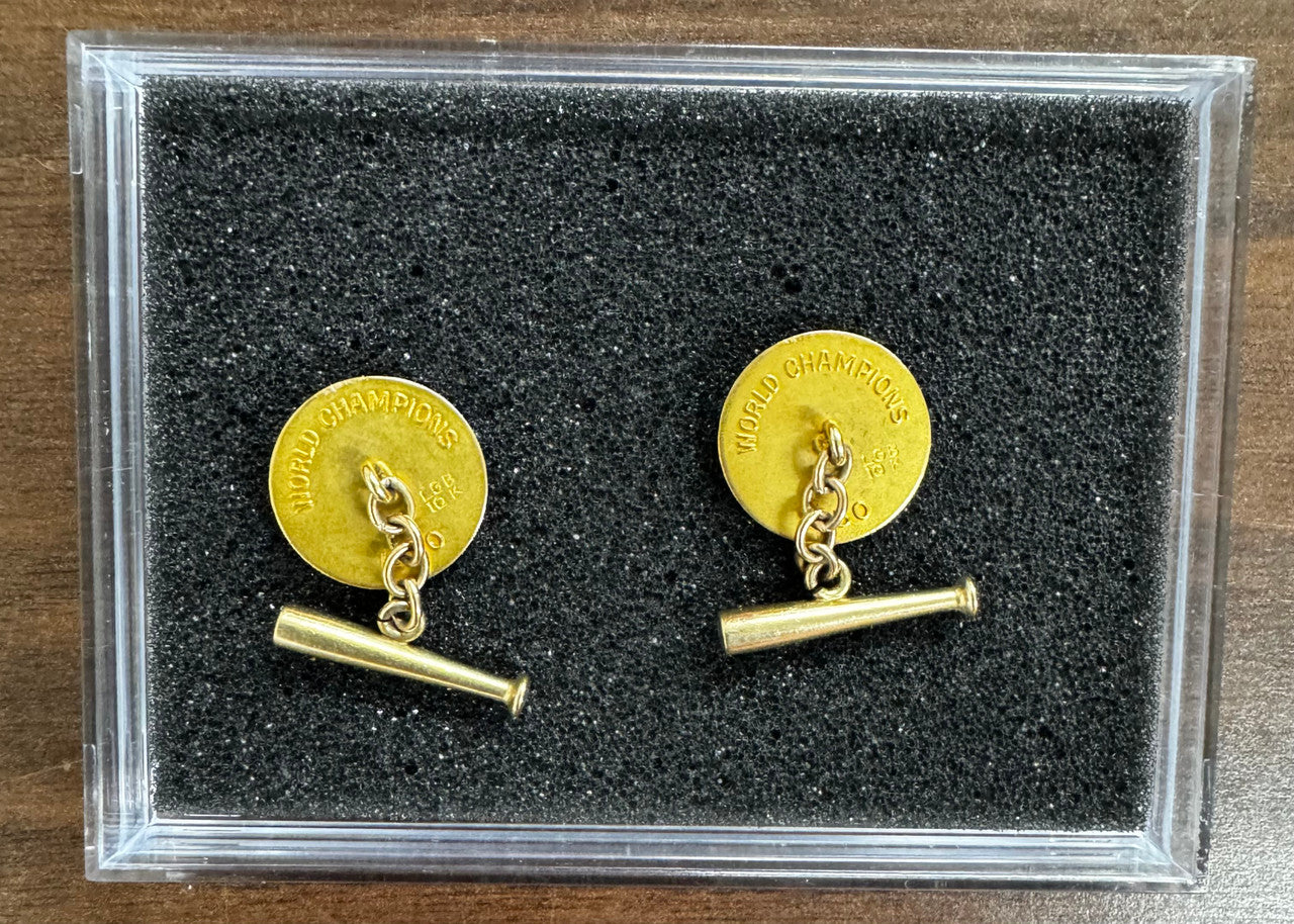 1950 New York Yankees World Series Champions 10K Gold Cuff Links w/ Jewels