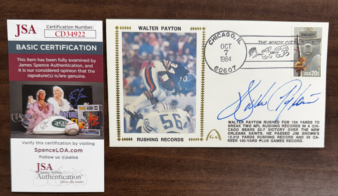 Walter Payton Signed Autographed Rushing Records Cache Envelope JSA