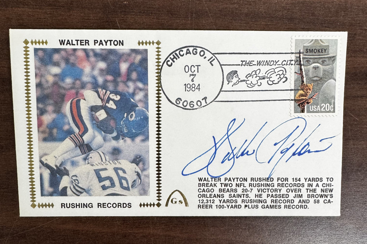 Walter Payton Signed Autographed Rushing Records Cache Envelope JSA