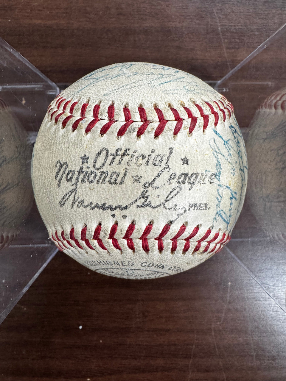 1955 Chicago Cubs Team Signed Autographed Spalding Baseball W/ Ernie Banks JSA