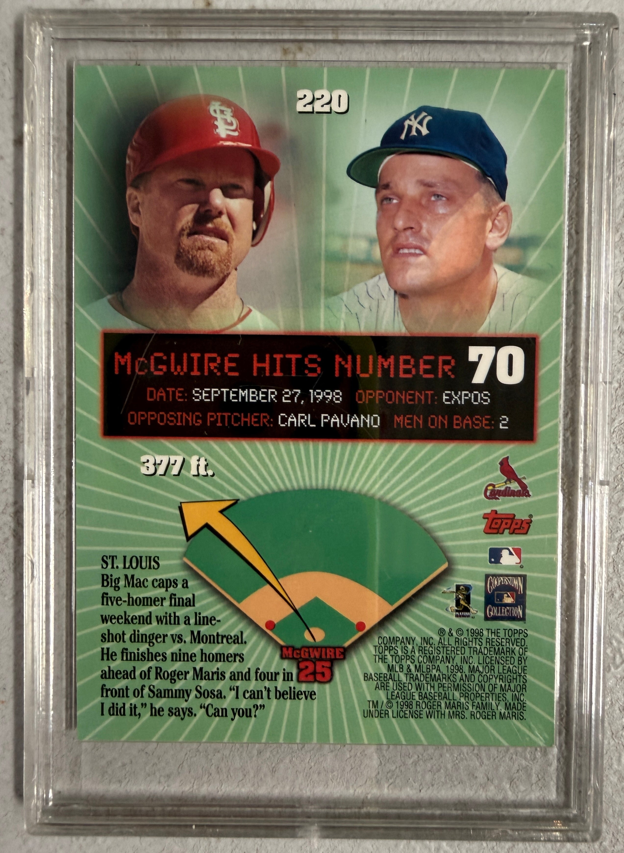 1998 Topps Mark McGwire 70 Home Runs Complete Set (70)