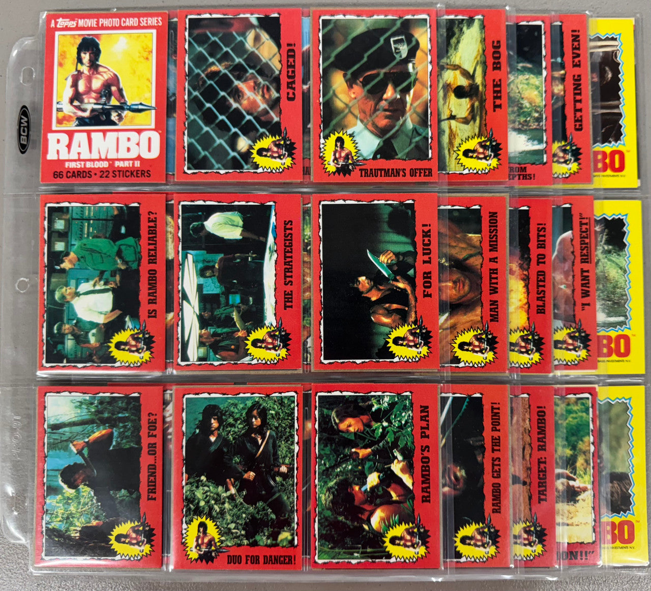 1985 Topps Rambo First Blood Part II Complete Card Set W/ Stickers NM