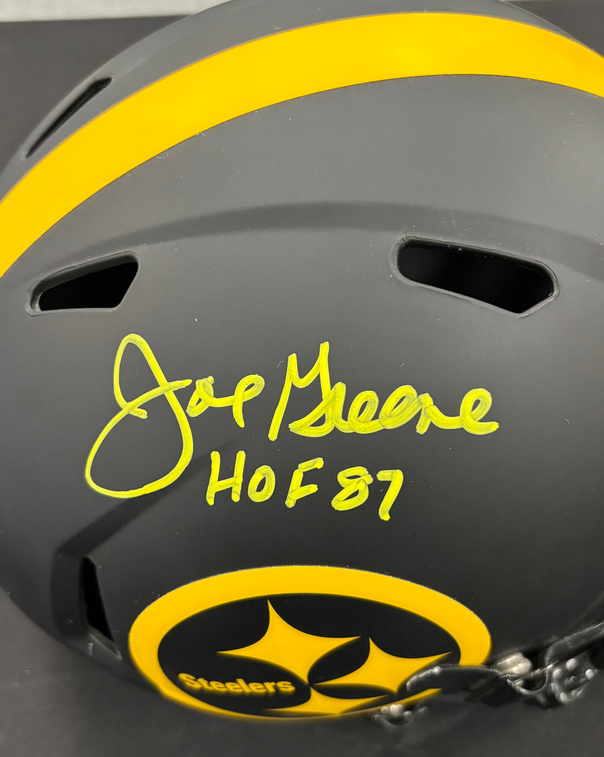 Mean Joe Greene Signed Autographed Inscribed Helmet Replica BGS Authentic