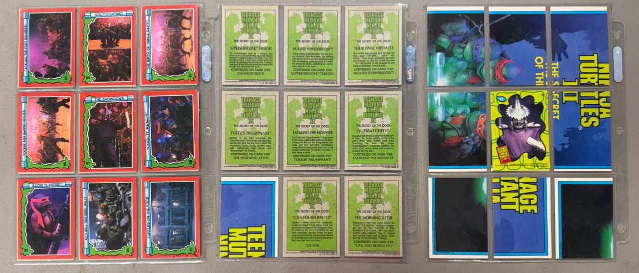 1990-91 Topps Teenage Mutant Ninja Turtles 1-2 Complete Card Sets W/ Stickers NM