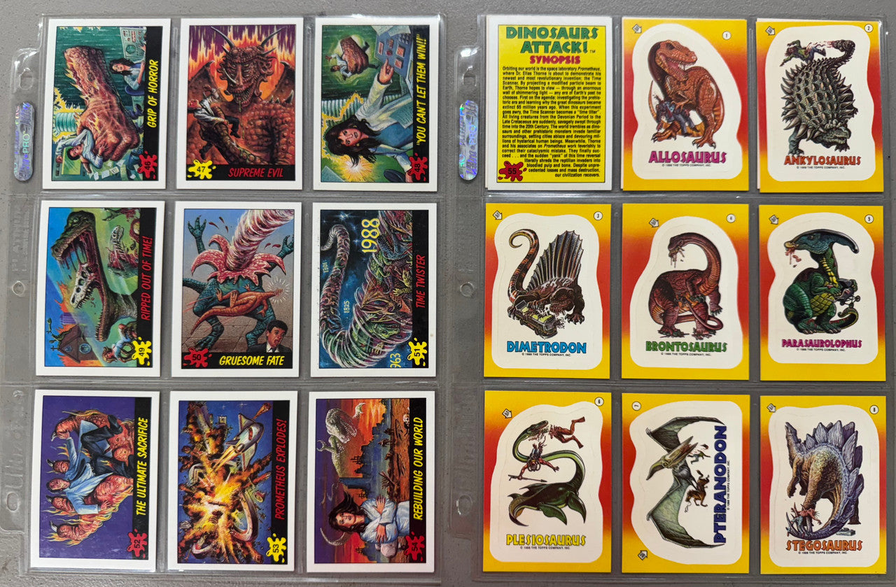1988 Topps Dinosaurs Attack! Complete Card Set W/ Stickers NM