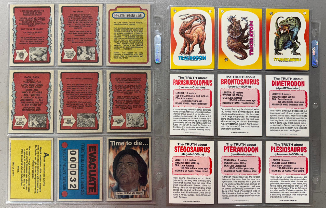 1988 Topps Dinosaurs Attack! Complete Card Set W/ Stickers NM