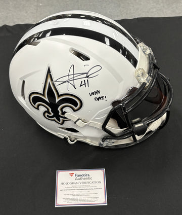 Alvin Kamara Signed Autographed Inscribed Authentic Helmet Fanatics Cert
