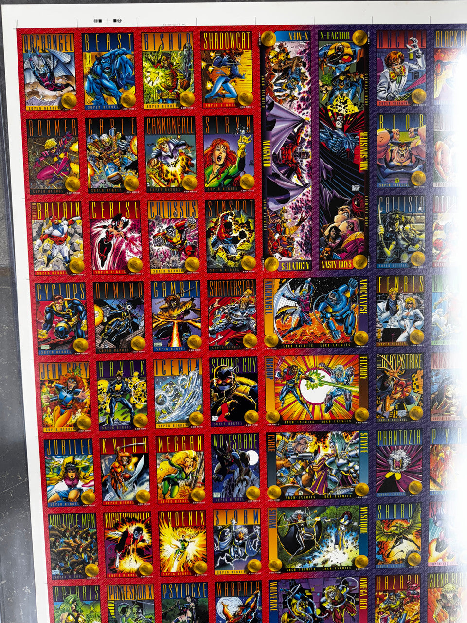 1993 Skybox X-Men Series 2 Full Uncut Card Sheet
