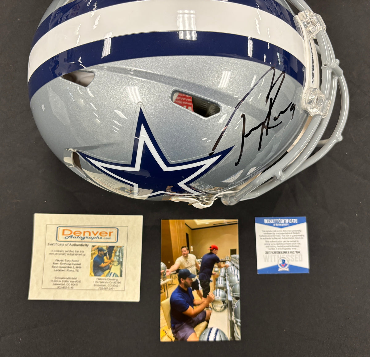 Tony Romo Signed Autographed Helmet Authentic BAS Cert