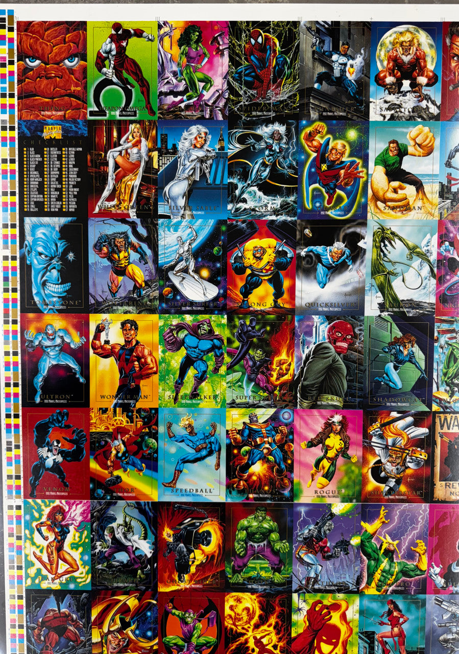 1992 Skybox Marvel Masterpieces Full Uncut Card Sheet